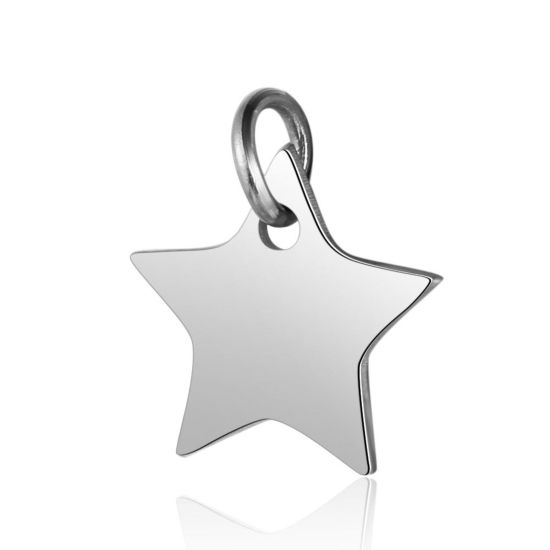 Immagine di 304 Acciaio Inossidabile Galassia Charms Stella a Cinque Punte Tono Argento 13mm x 12mm, 1 Pz