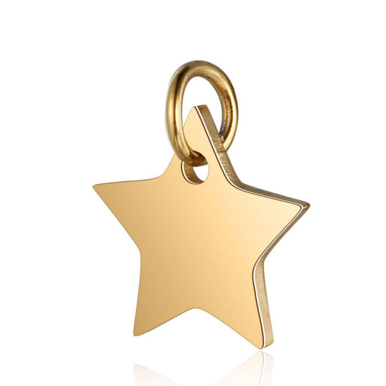 Immagine di 304 Acciaio Inossidabile Galassia Charms Stella a Cinque Punte Oro Placcato 13mm x 12mm, 1 Pz
