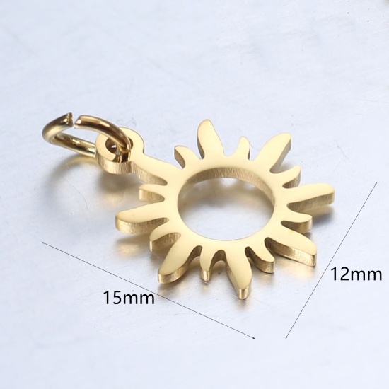 Picture of 304 Stainless Steel Galaxy Charms Sun Gold Plated 15mm x 12mm, 1 Piece