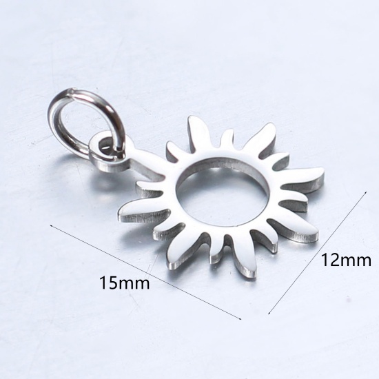 Picture of 304 Stainless Steel Galaxy Charms Sun Silver Tone 15mm x 12mm, 1 Piece