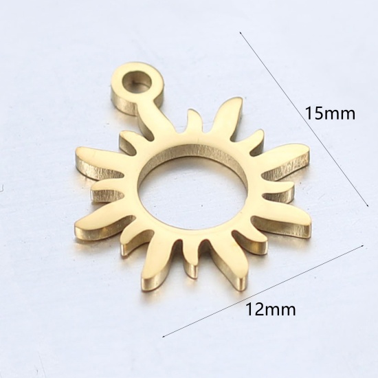 Picture of 304 Stainless Steel Galaxy Charms Sun Gold Plated 15mm x 12mm, 1 Piece