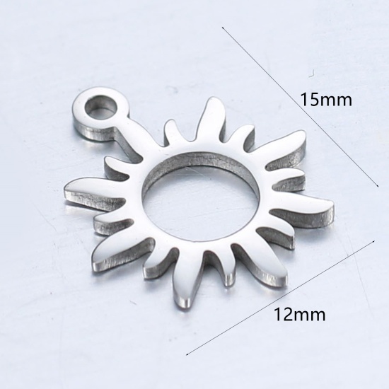 Picture of 304 Stainless Steel Galaxy Charms Sun Silver Tone 15mm x 12mm, 1 Piece