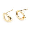 Picture of Brass Earring Accessories Real Gold Plated Geometric Oval W/ Loop 10mm x 8mm, Post/ Wire Size: (21 gauge), 2 PCs