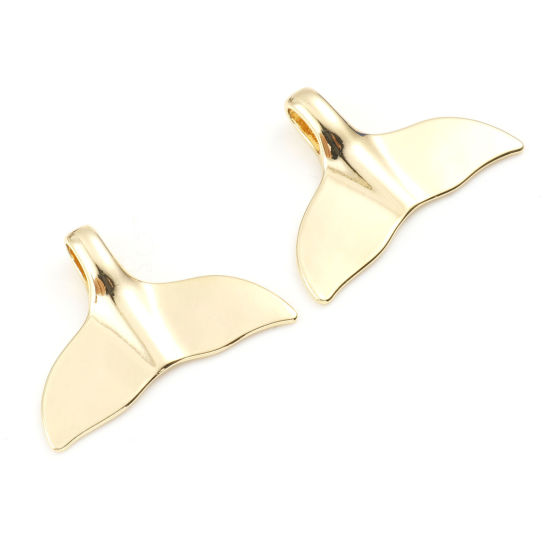 Picture of Brass Pendants Fishtail Real Gold Plated 3cm x 2.1cm, 2 PCs