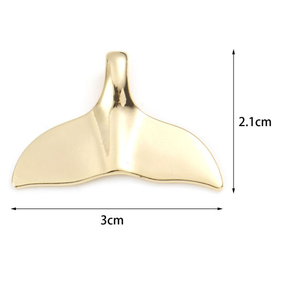 Picture of Brass Pendants Fishtail Real Gold Plated 3cm x 2.1cm, 2 PCs