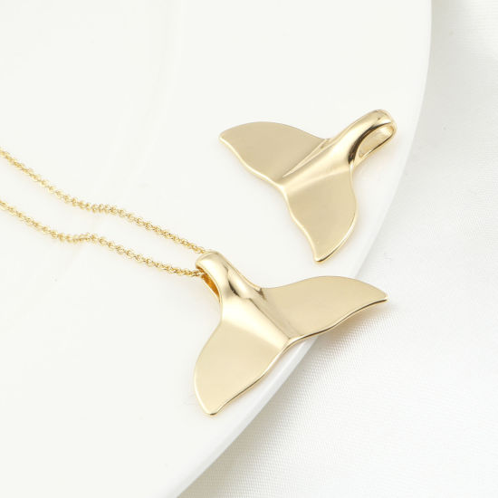 Picture of Brass Pendants Fishtail Real Gold Plated 3cm x 2.1cm, 2 PCs