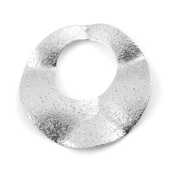 Изображение Латунь Подвески Круглые Настоящее платиновое покрытие Стардаст 3.3см x 3.3см, 3 ШТ