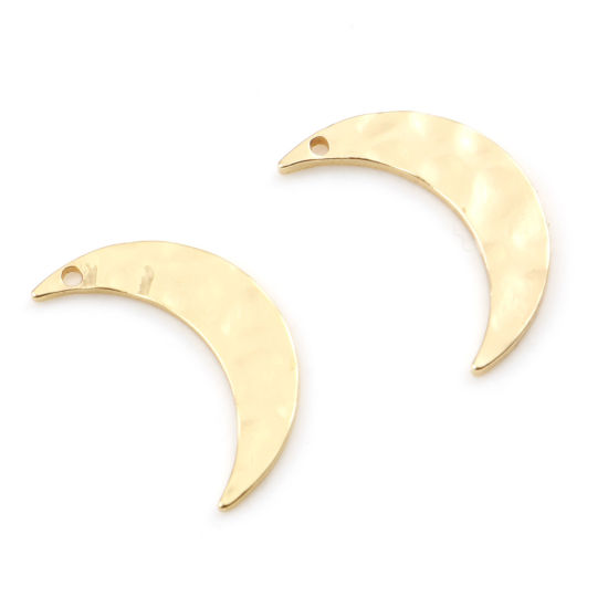 Image de Breloques Galaxie en Laiton Demi Lune Plaqué Or Véritable 16mm x 9mm, 5 Pcs