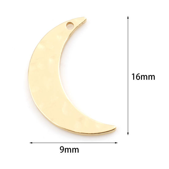 Image de Breloques Galaxie en Laiton Demi Lune Plaqué Or Véritable 16mm x 9mm, 5 Pcs