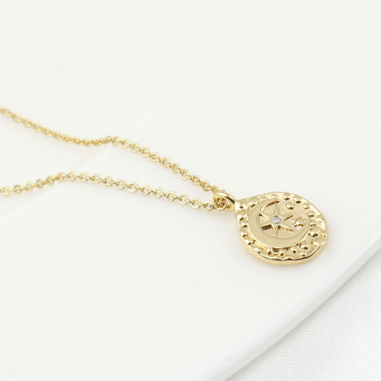 Immagine di Ottone Galassia Charms Goccia Vero Oro Placcato Stella Trasparente Cubic Zirconiae 15mm x 10mm, 2 Pz