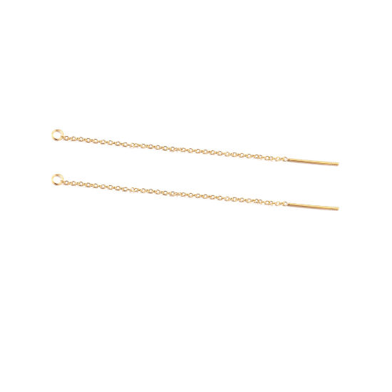 Picture of 5 PCs 304 Stainless Steel Ear Thread Threader Earrings 18K Gold Plated With Loop 8cm