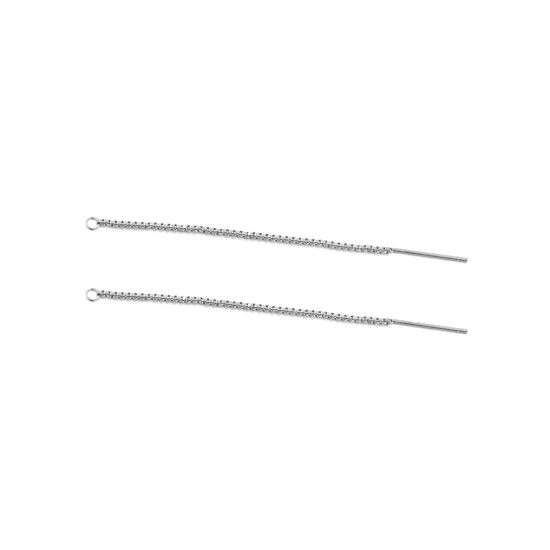 Picture of 304 Stainless Steel Ear Thread Threader Earrings Accessories Silver Tone W/ Loop 8cm, 5 PCs