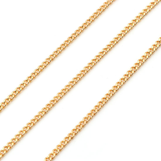 Picture of Brass Curb Link Chain Findings Real Gold Plated 3x2mm, 1 M