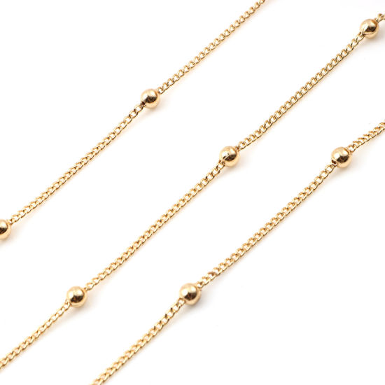 Picture of Brass Ball Chain Findings Real Gold Plated 2x1.5mm, 1 M