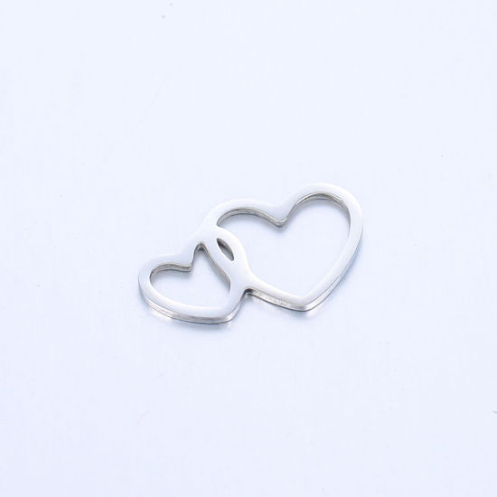 Immagine di 304 Acciaio Inossidabile San Valentino Charms Cuore Tono Argento 19mm x 11mm, 2 Pz