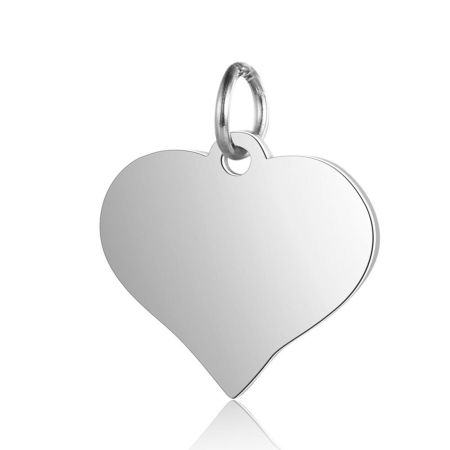 Bild von 1 Stück 304 Edelstahl Valentinstag Leere Stempeletiketten Charms Herz Silberfarbe Spiegelpolieren 17mm x 15mm