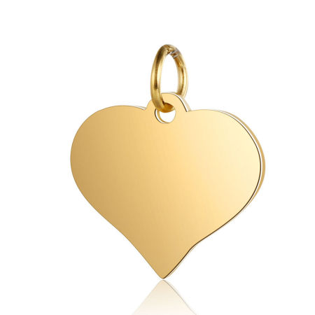 Bild von 1 Stück 304 Edelstahl Valentinstag Leere Stempeletiketten Charms Herz Vergoldet Spiegelpolieren 17mm x 15mm