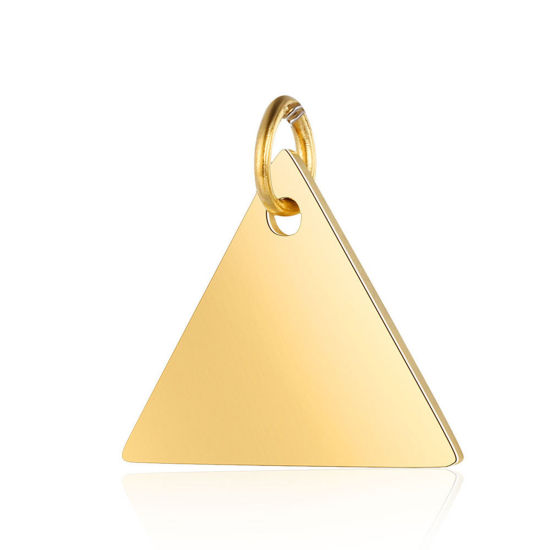 Immagine di 304 Acciaio Inossidabile Serie Geometry Charms Triangolo Oro Placcato Modifiche in bianco di timbratura 15.5mm x 15mm, 1 Pz