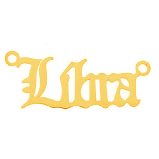 Picture of Stainless Steel Connectors Gold Plated Message Libra Sign Of Zodiac Constellations 2.5cm, 1 Piece