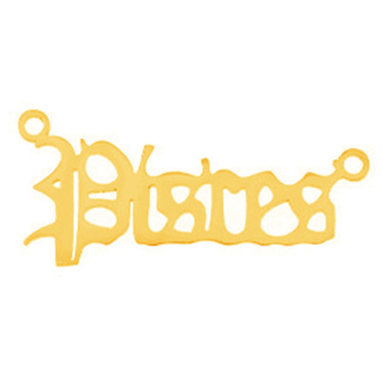 Picture of Stainless Steel Connectors Gold Plated Message Pisces Sign Of Zodiac Constellations 2.8cm, 1 Piece