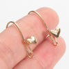 Image de Boucles d'Oreilles Crochets La Saint Valentin en Laiton Plaqué Or Véritable Cœur 24mm x 22mm, Epaisseur de Fil: (20 gauge), 4 Pcs