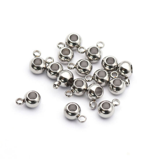 Bild von 202 Edelstahl Kaution Perlen Rund Silberfarbe 6mm x 3mm, 50 Stück