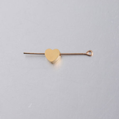 Picture of 304 Stainless Steel Valentine's Day Beads Heart Gold Plated Polished 8mm x 7.4mm, Hole: Approx 1.5mm, 5 PCs