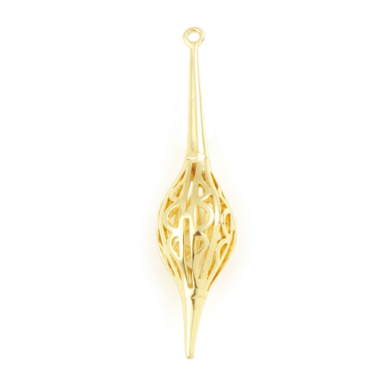 Bild von Messing Anhänger Kegel Echtgold plattiert Filigran 5.2cm x 1.2cm, 2 Stück