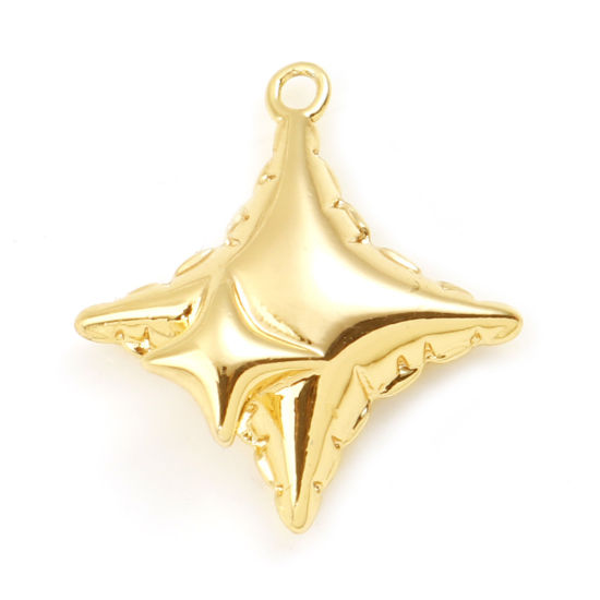 Imagen de Latón Galaxia Colgantes Charms Estrella Oro Real Chapado 15mm x 13mm, 2 Unidades