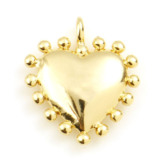 Immagine di Ottone San Valentino Charms Cuore Oro Placcato 14mm x 12mm, 2 Pz