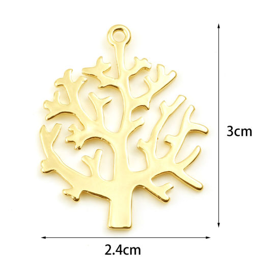 Bild von Messing Anhänger Baum Gold Gefüllt 3cm x 2.4cm, 2 Stück