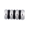 Picture of 304 Stainless Steel Spacer Beads Cylinder Silver Tone With Black Rubber Band About 14.0mm x 7.5mm, Hole:Approx 2.5mm, 2 PCs