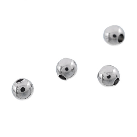 304 Stainless Steel Seed Beads Round Silver Tone About 3mm Dia, Hole: Approx 1mm, 50 PCs