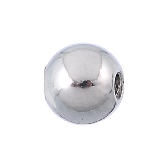 Immagine di Acciaio Inossidabile Separatori Perline Tondo Tono Argento Circa 5mm Dia, Foro:Circa 1.3mm, 50 Pz