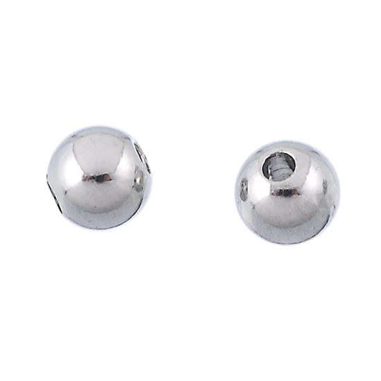 Immagine di Acciaio Inossidabile Separatori Perline Tondo Tono Argento Circa 5mm Dia, Foro:Circa 1.3mm, 50 Pz