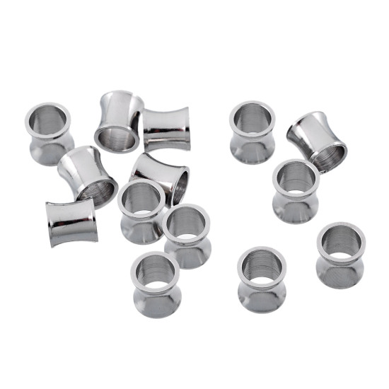 Picture of 304 Stainless Steel Spacer Beads Cylinder Silver Tone About 8mm( 3/8") x 8mm( 3/8"), Hole:Approx 6.2mm, 10 PCs