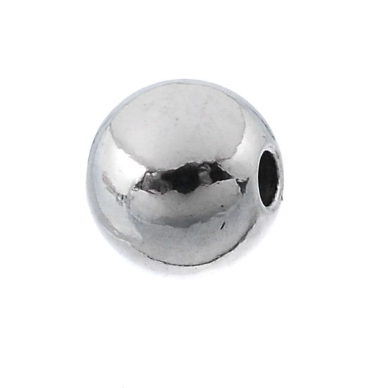 Imagen de Acero Inoxidable de Cuentas Ronda Tono de Plata 4mm Diámetro, Agujero: acerca de 1.0mm, 500 Unidades