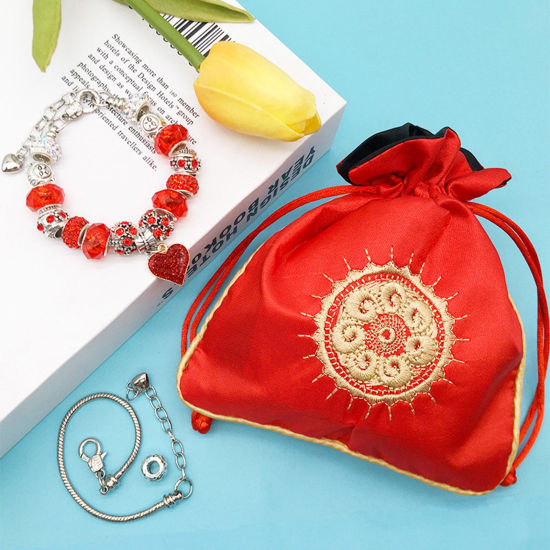 Image de DIY Kits de Perles pour Fabrication de Bijoux Bracelet Collier Accessoires Faits à la Main en Alliage de Zinc Enfants Rouge 15cm x 13cm, 1 Kit