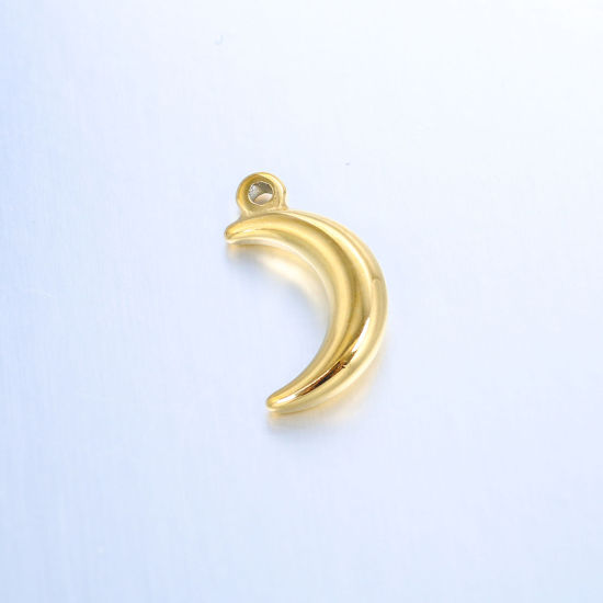 Изображение 304 Нержавеющая Сталь галактика галактика Подвески Луна половина Позолоченный 19мм x 10.5мм, 1 ШТ
