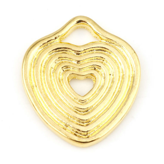 Picture of Zinc Based Alloy Valentine's Day Charms Gold Plated Heart Hollow 20mm x 18mm, 10 PCs