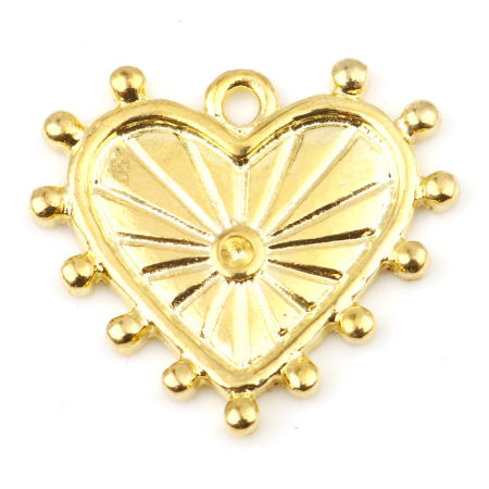 Image de Breloques La Saint Valentin en Alliage de Zinc Cœur Doré (Apparié à Strass ss5 Dos en Pointe) 22mm x 20mm, 10 Pcs