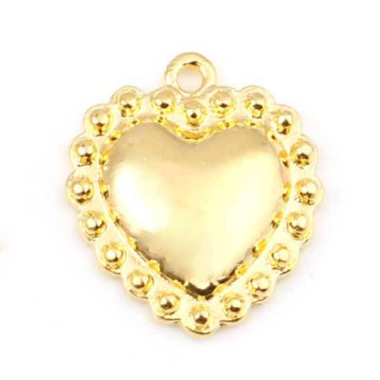 Picture of Zinc Based Alloy Valentine's Day Charms Gold Plated Heart 22mm x 19mm, 10 PCs