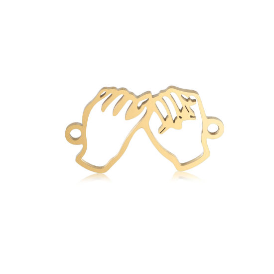 Imagen de 304 Acero Inoxidable Mejores Amigos Conectores Mano Chapado en Oro Promesa de Meñique Hueco 22.5mm x 13mm, 1 Unidad