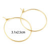 Imagen de Hierro Pendientes Círculos Chapado en Oro Ronda 3.1cm x 2.5cm, Post/ Wire: (21 gauge), 100 Unidades