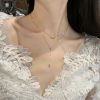 Picture of 1 Piece Vacuum Plating Stainless Steel Choker Necklace 18K Gold Plated Round Clear Cubic Zirconia 39cm(15 3/8") long