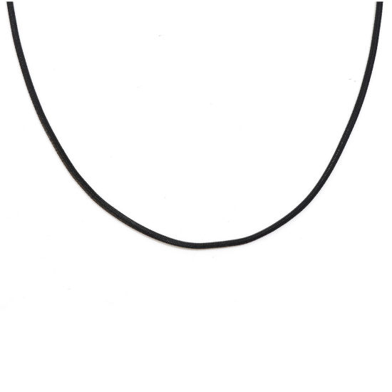 Picture of 1 Piece Vacuum Plating 304 Stainless Steel Snake Chain Necklace For DIY Jewelry Making Black 60cm(23 5/8") long