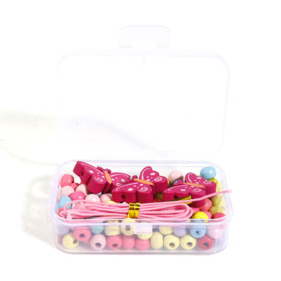 Picture of Wood Insect DIY Beads Kit Set At Random Color Mixed Butterfly Animal 24mm x 15mm, 6mm Dia., 1 Box ( 154 PCs/Box)