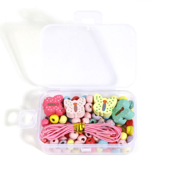 Image de DIY Kit de Perles  en Bois Insecte Couleur au Hasard Papillon Perlé 16mm x 15mm-15mm x 14mm, 6mm Dia., 1 Boîte ( 6mm Pcs/Boîte)