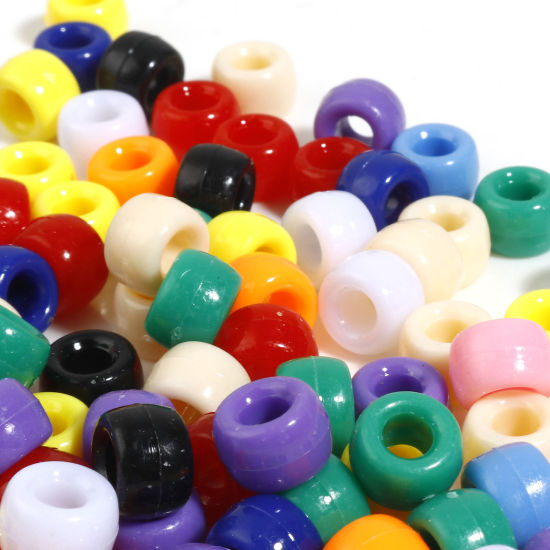 Picture of Acrylic Hair Braiding Dreadlock Beads Drum At Random Color Mixed Opaque 9mm x 6mm, 500 PCs