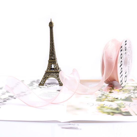 Picture of Organza Satin Gift Flower Packaging Ribbon Light Pink 4cm, 1 Roll (Approx 9.1 M/Roll)
